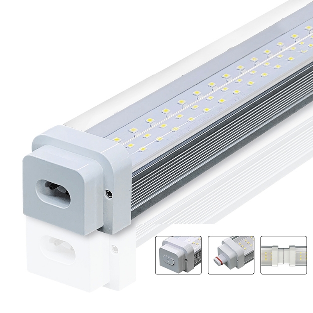 Picture of LED Moisture Proof Integrated Tube. 4'  CLEAR Cover, 5000lm, 6500k. QTY 20 in a case. 