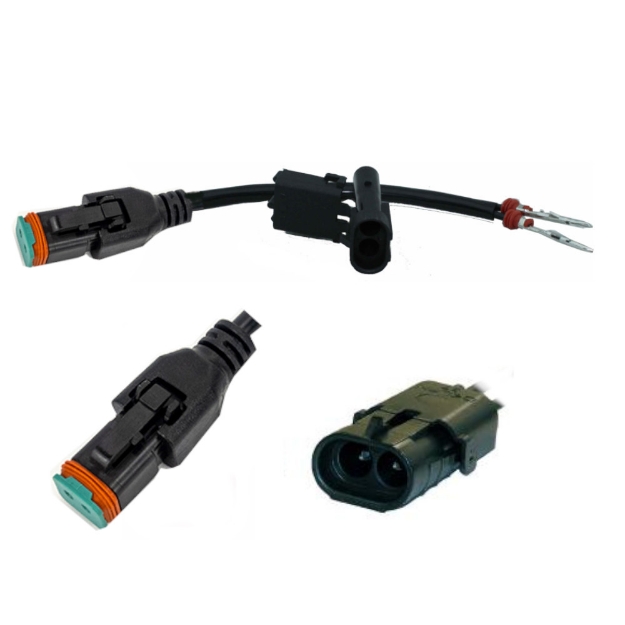 Picture of 2 pin Deutsch DT compatible to 2 pin Weather Pack 4" adapter cable